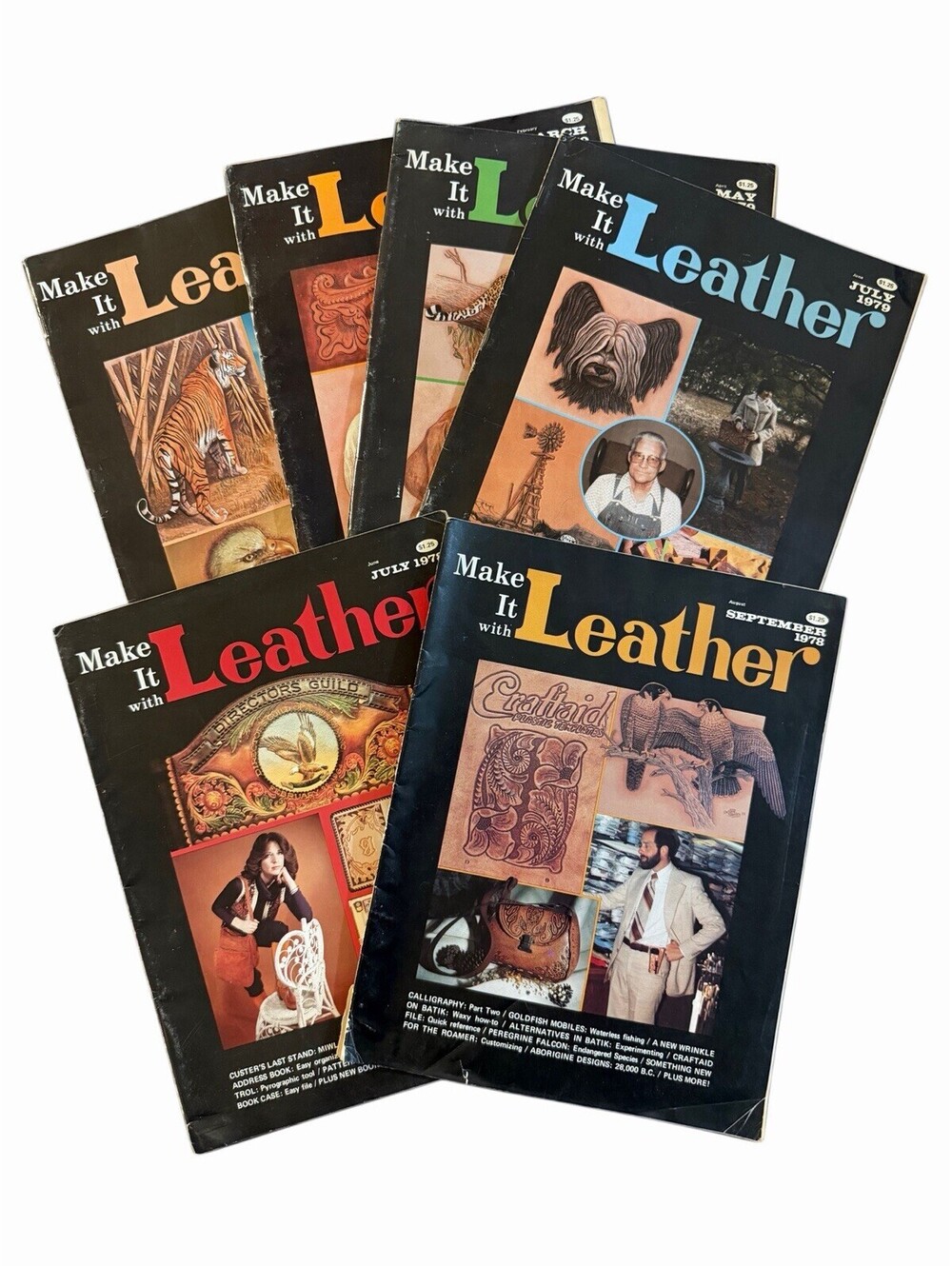 Vtg Make It With Leather Magazine Lot Of Six With Template Patterns 70s-80s